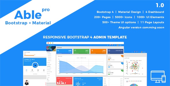 Able pro 8.0 Bootstrap 4, Angular 11 & React Redux Hook Admin Template